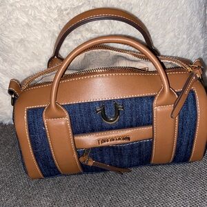 True Religion Tan and Navy Handbag